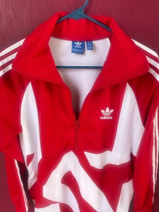Adidas BOLD AGE track suit maxi Red & White Dress pockets - Picture 10 of 13